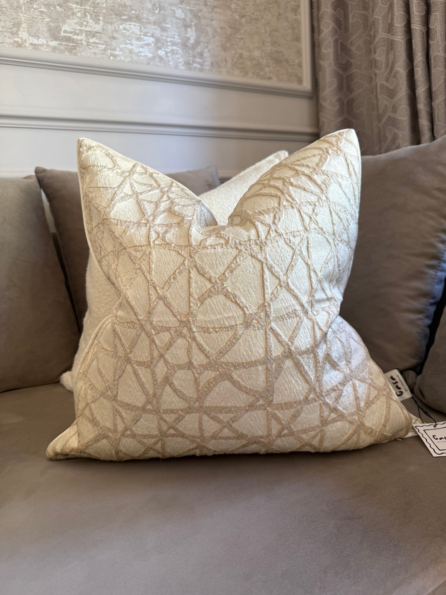Champagne Lattice Luxe Cushion Cover