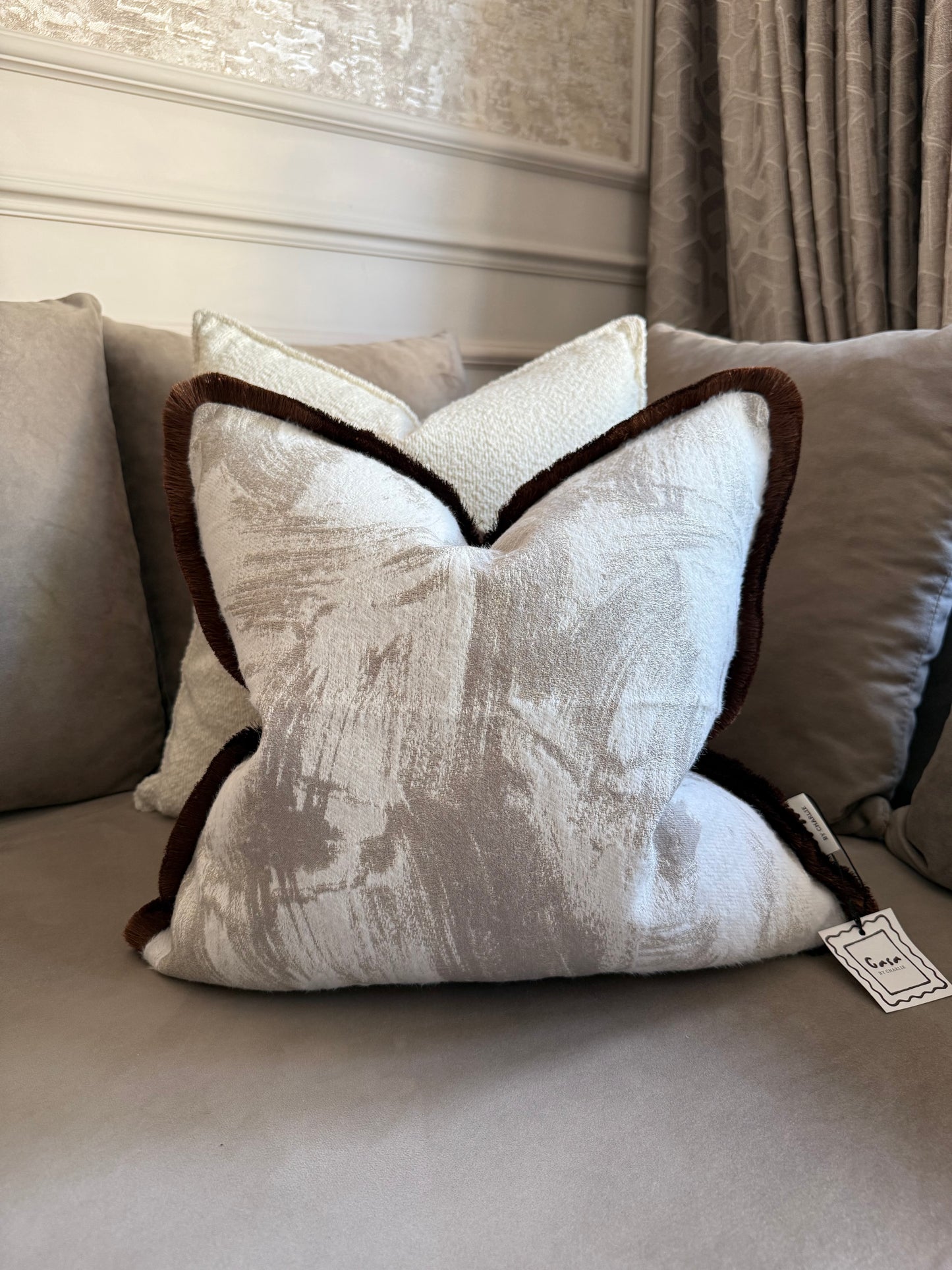 Truffle drift luxe cushion cover
