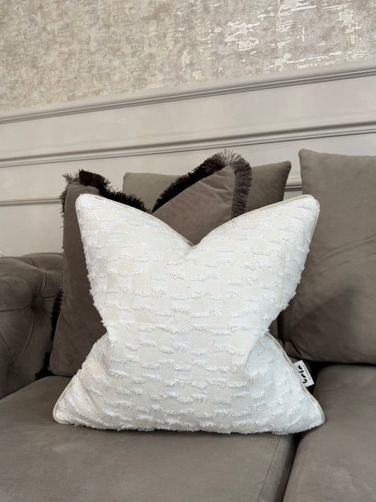 Ivory pique Luxe cushion cover