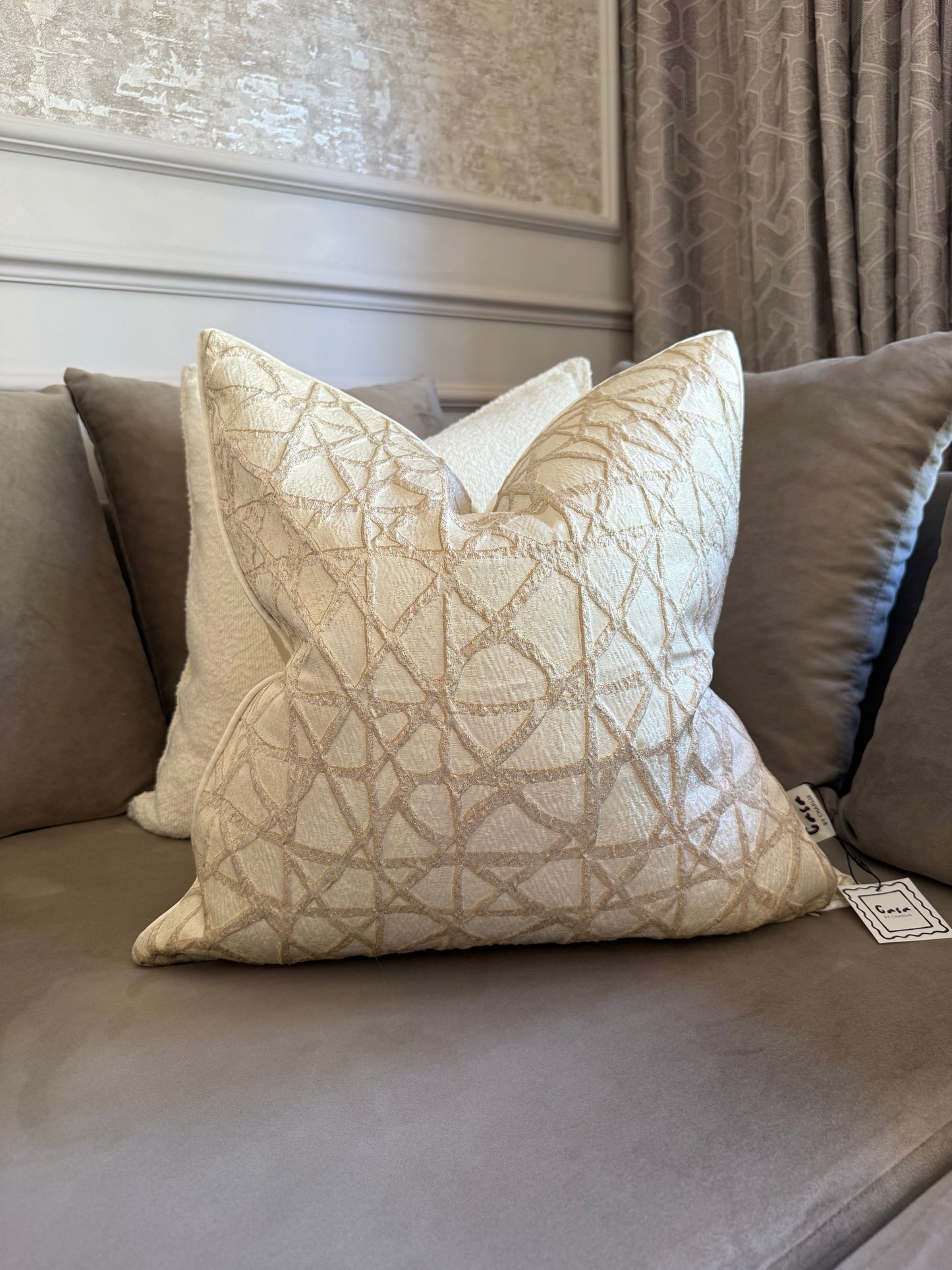 Champagne Lattice Luxe Cushion Cover