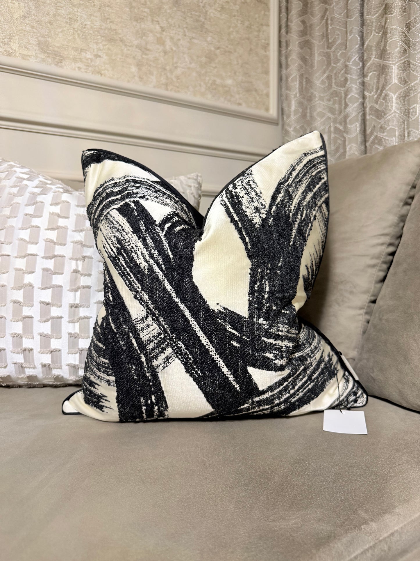 Onyx monochrome Luxe cushion cover