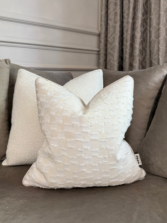 Ivory pique Luxe cushion cover