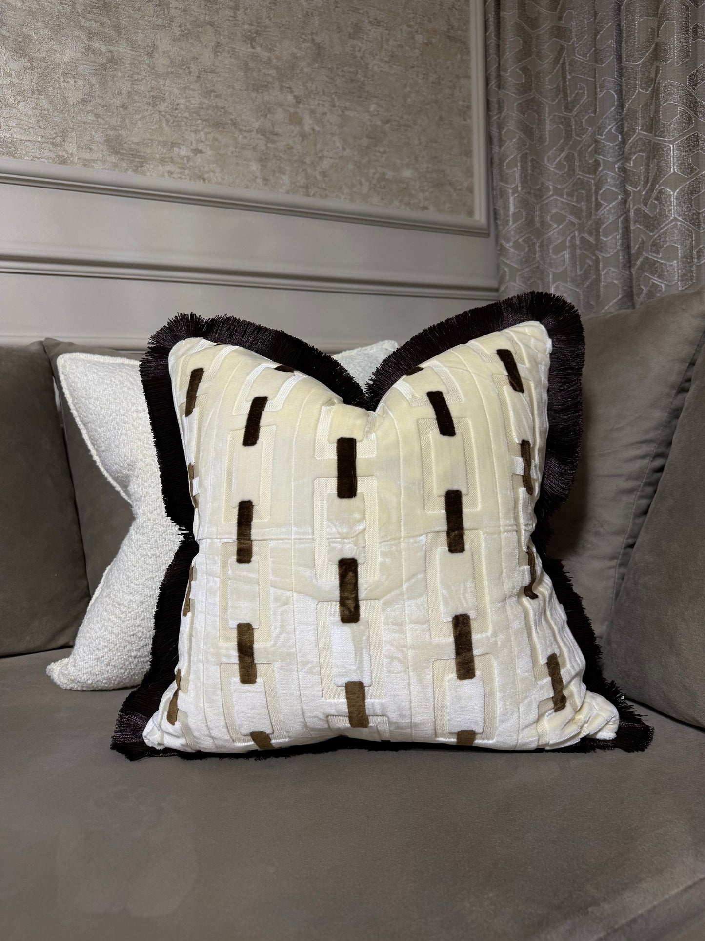 Mocha link luxe cushion cover